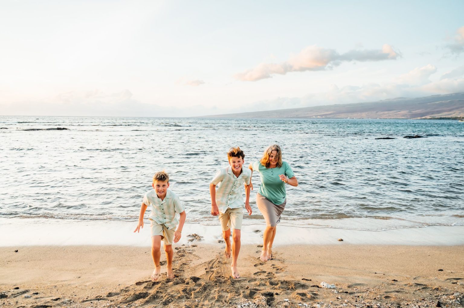 Mother & Son Sunset Beach Portraits - Hawaii Photographer 